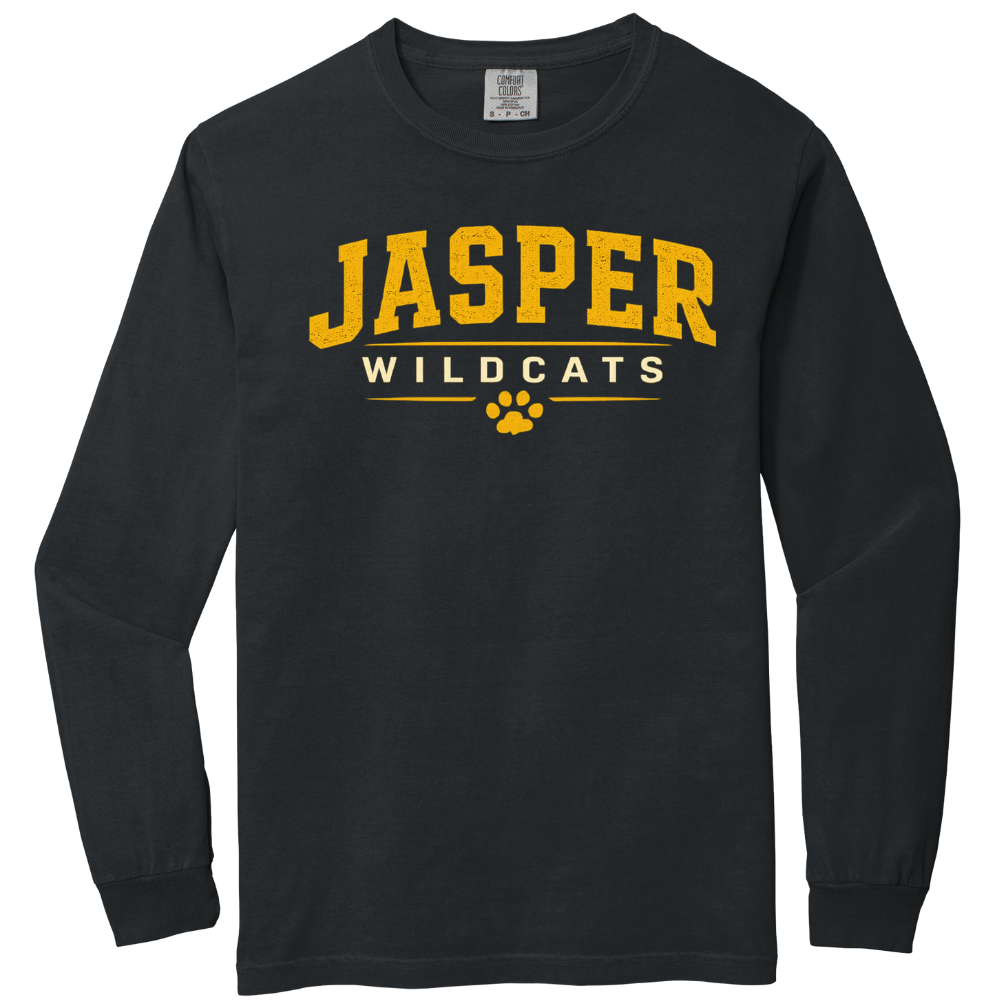 Jasper Wildcats Paw Print Comfort Colors Long Sleeve